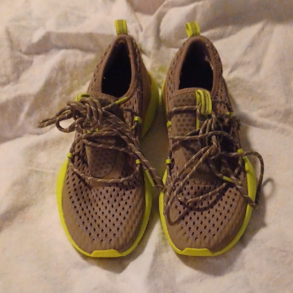 Sorel Tan and Neon Green Athletic Shoes